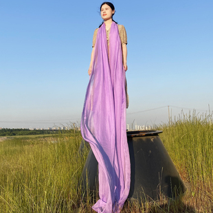 5米超大浅紫色丝巾3米紫罗兰纱巾秋冬深紫红色围巾夏季防晒沙滩巾