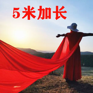 春秋长款丝巾女超大5米围巾2024夏季爆款防晒百搭大红色薄纱滩巾