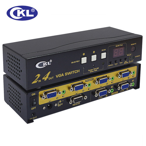 CKL-224R VGA切换器2进4出电脑切换器视音频遥控分配器