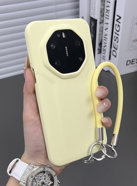 三只鱼【潮牌液态硅胶奶黄色手提绳】适用于华为mate80rs非凡大师80/70pro手机壳新款小众时尚防摔保护套男女
