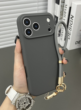 三只鱼【潮牌液态硅胶磁吸深灰色手提绳】适用苹果17/16/15/14promax手机壳新款ipone个性防摔全包保护套男女