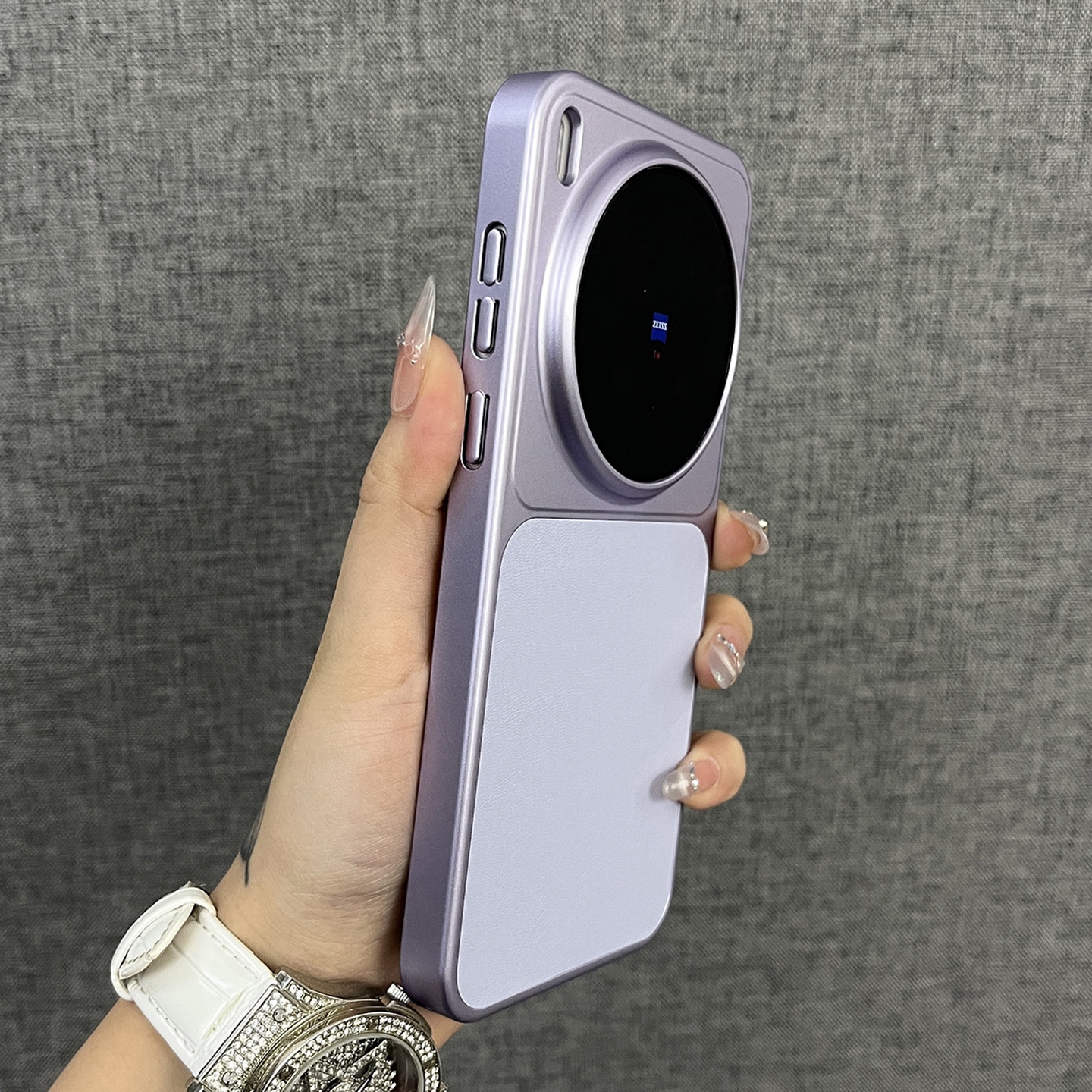 三只鱼【韩系素皮纹磁吸冷烟紫】适用vivox300pro/vivox300手机壳新款电镀ins风网红防摔全包保护套男女气质