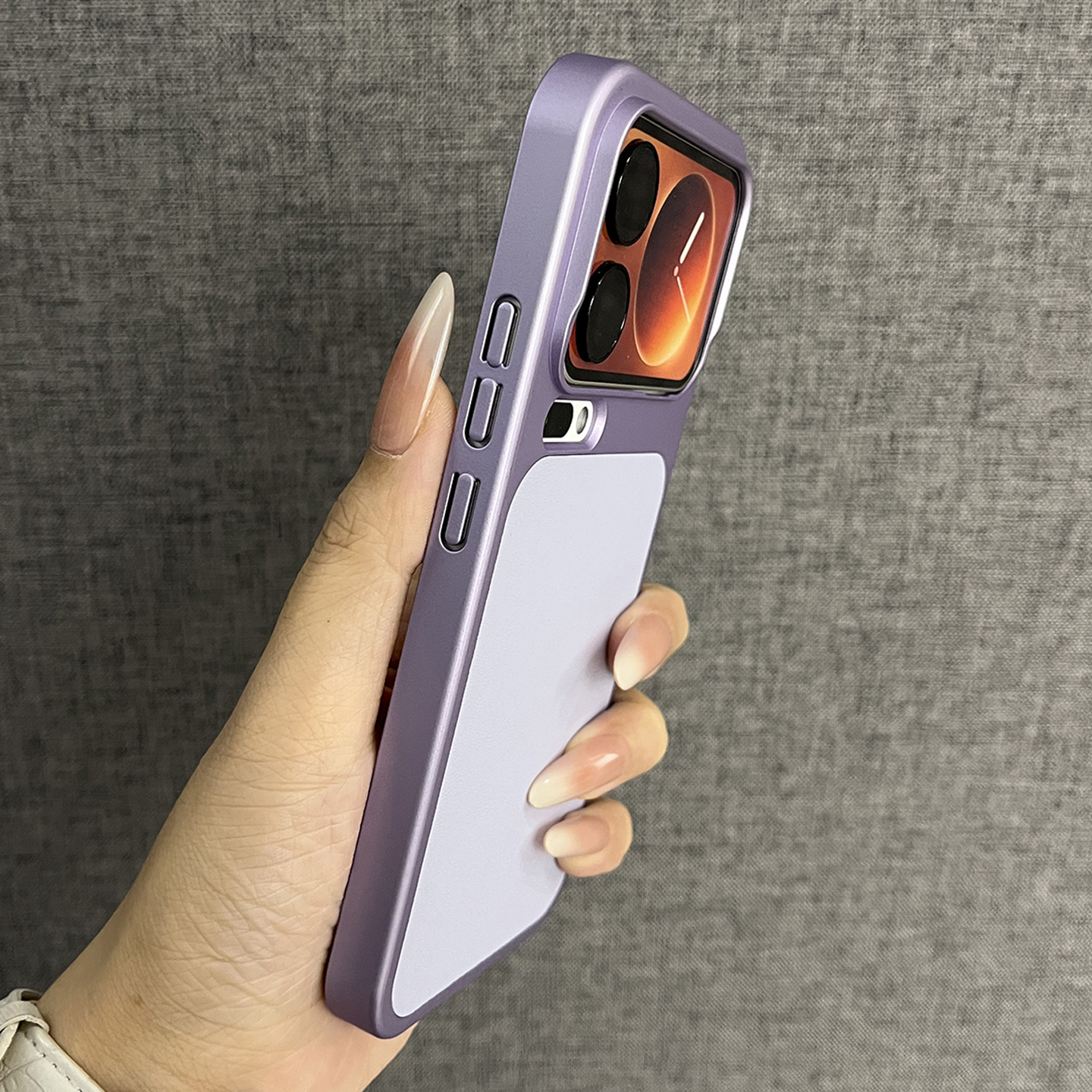 三只鱼【时尚秒变17素皮纹磁吸冷烟紫】适用于小米17promax/17pro手机壳新款高档电镀防摔全包保护套男女奢华