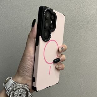GalaxyS24 24ultra手机壳新款 适用于三星s25 小众23ultra防摔全包保护套男女网红韩系 磨砂肤感磁吸少女粉