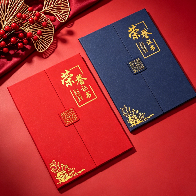 三折烫金荣誉证书A4高级感获奖奖状聘书优秀员工结业证书外壳定制
