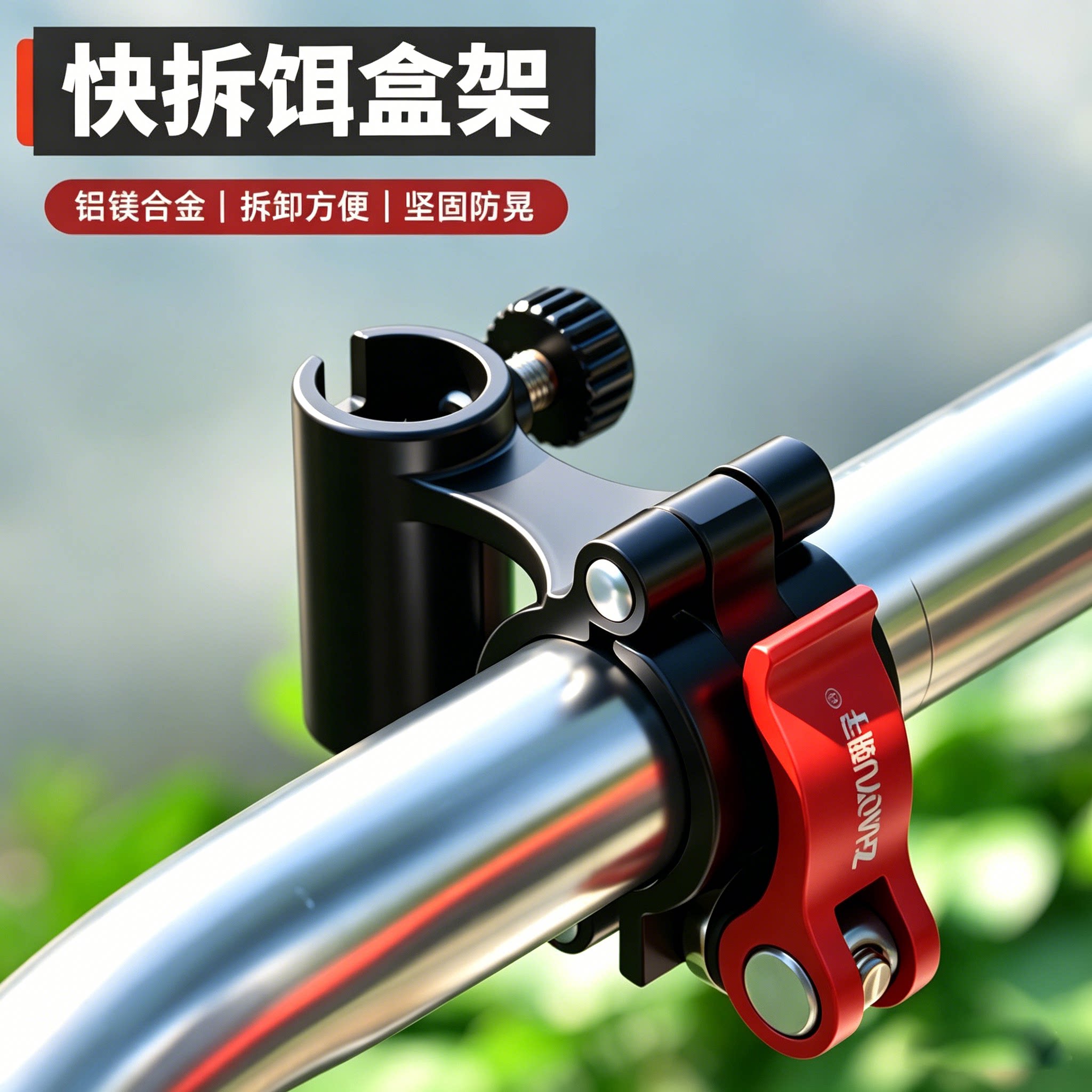 钓椅通用配件25管径铝合金饵料盒支架拉饵盒拉饵盘卡扣固定架渔具