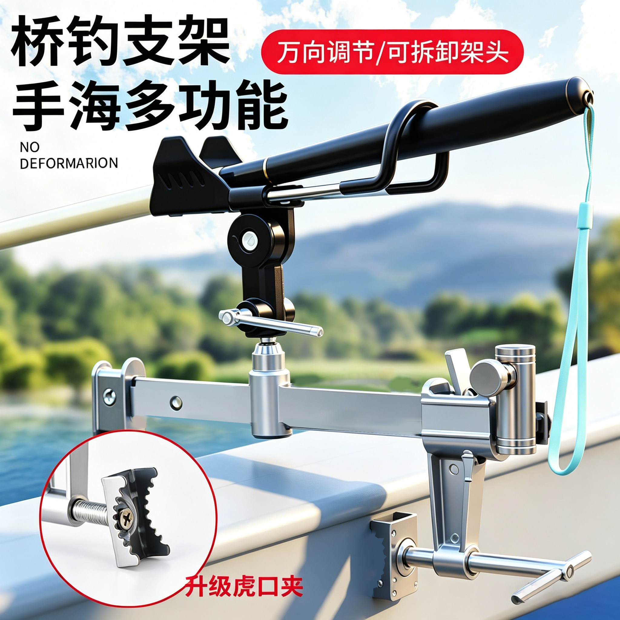 桥钓支架筏竿炮台支架手杆手竿鱼竿架竿架杆桥上栏杆桥筏钓鱼支架