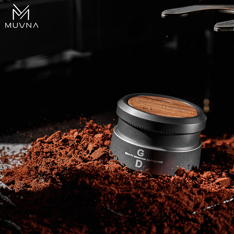 MUVNA慕威纳 意式咖啡重力布粉器实木不锈钢水平压粉器压粉垫套装