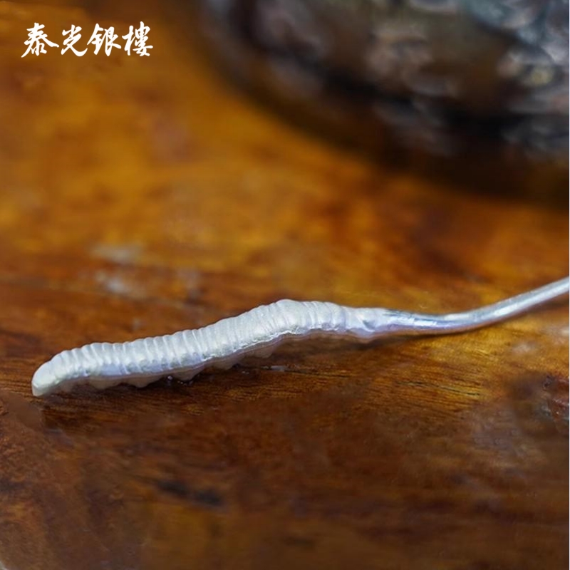 泰光银楼足银999实心银冬虫夏草可泡茶观赏收藏送礼摆件纯银饰品