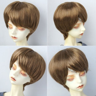 BJD假发 仿马海毛 小布短发  3分棕色发 9-10英寸头围 发型