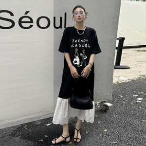 高个子绝美连衣裙减龄2026超火长裙纯棉短袖夏季大码女装2026新款