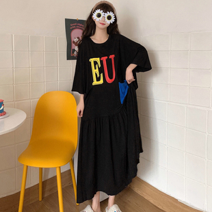 加大码胖mm连衣裙巨显瘦宽松遮肚子裙子夏天短袖洋气2025年新款夏