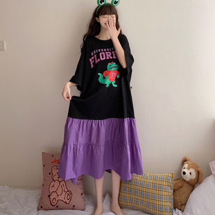 加大码胖mm连衣裙巨显瘦宽松遮肚子裙子夏天短袖洋气2025年新款夏