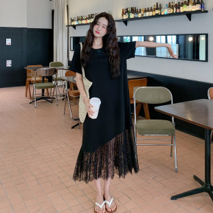 高端胖mm特大码 200斤纯棉t恤裙2026潮 裙子碎花宽松裙子巨遮肚夏装