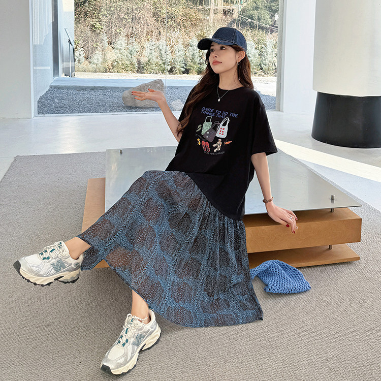 胖mm大码宽松拼接假两件碎花裙2026夏季新款气质甜美显瘦连衣裙女