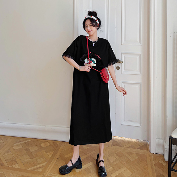 2026夏季新款韩版大码女装胖mm200斤胖女生连衣裙纯棉显瘦懒人t裙