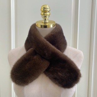 2025冬季新款金貂绒皮草毛领围巾柔软亲肤时尚保暖毛毛围脖毛围巾