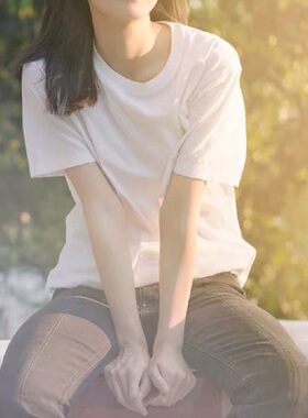 重磅纯棉t恤短袖女夏大码宽松打底衫基础款白色上衣黑色纯色内搭
