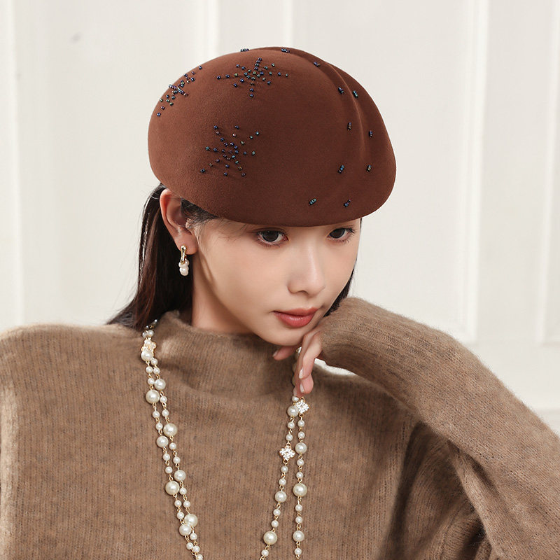 诗丹凯萨2026新款帽子女秋冬季羊毛贝雷帽女时尚英伦小礼帽女逛街