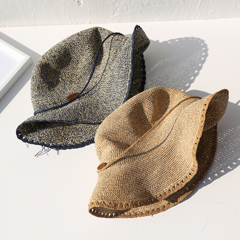 诗丹凯萨草帽女夏度假出游遮阳帽海边休闲沙滩帽可折叠钩针太阳帽