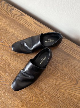 HOME WORK 原创设计师牛皮手工简洁一脚蹬单鞋Chouette哑光牛皮