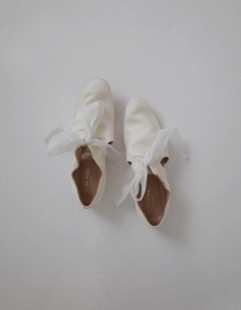 饰鞋 HOME 简洁褶皱镂空丝带装 18ss 白 WORK