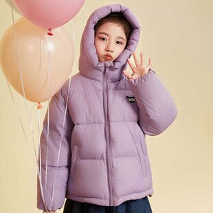 小虎帕蒂女童羽绒服保暖外套2023新款中大童小标冬装加厚连帽上衣