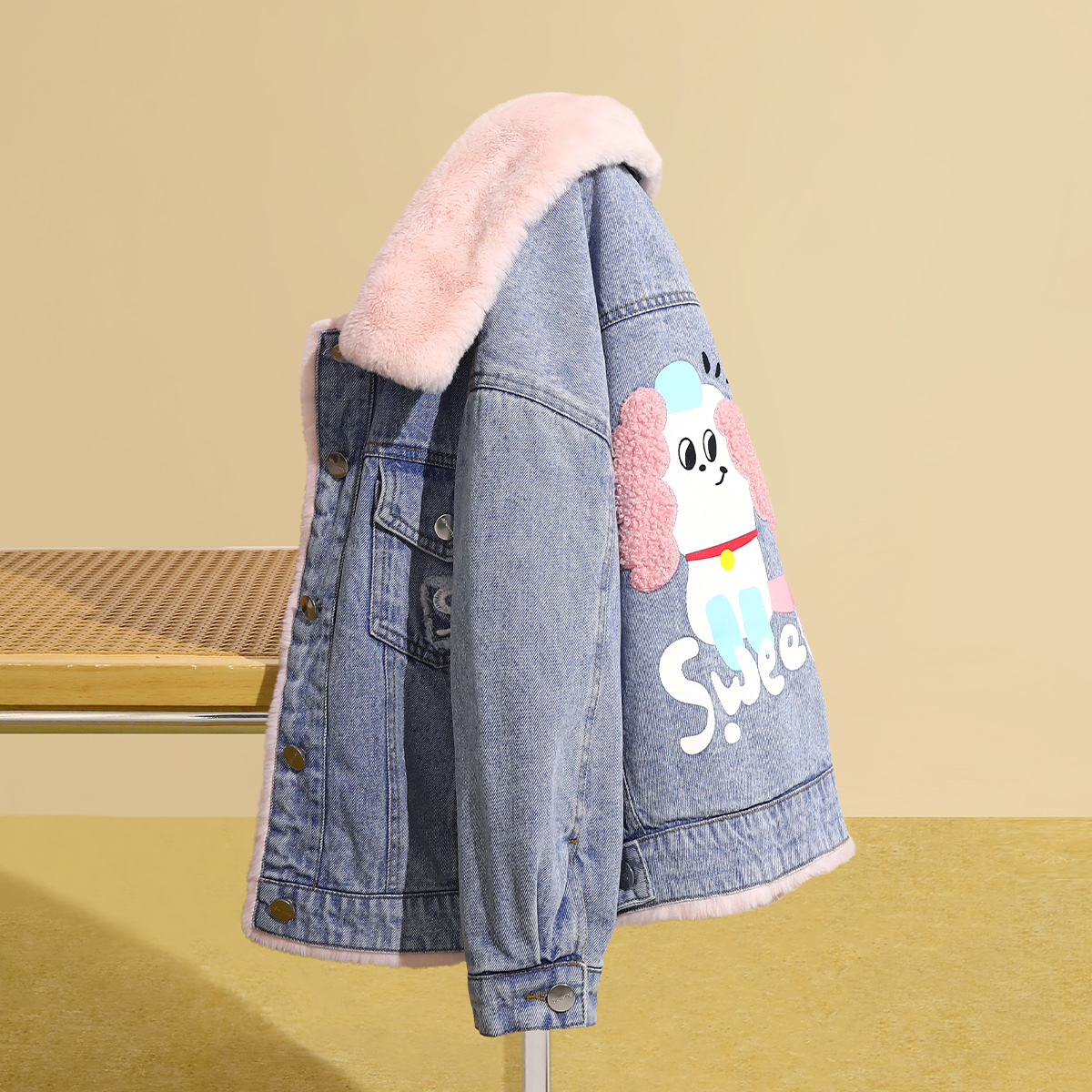 女童加绒牛仔外套百搭纯棉上衣