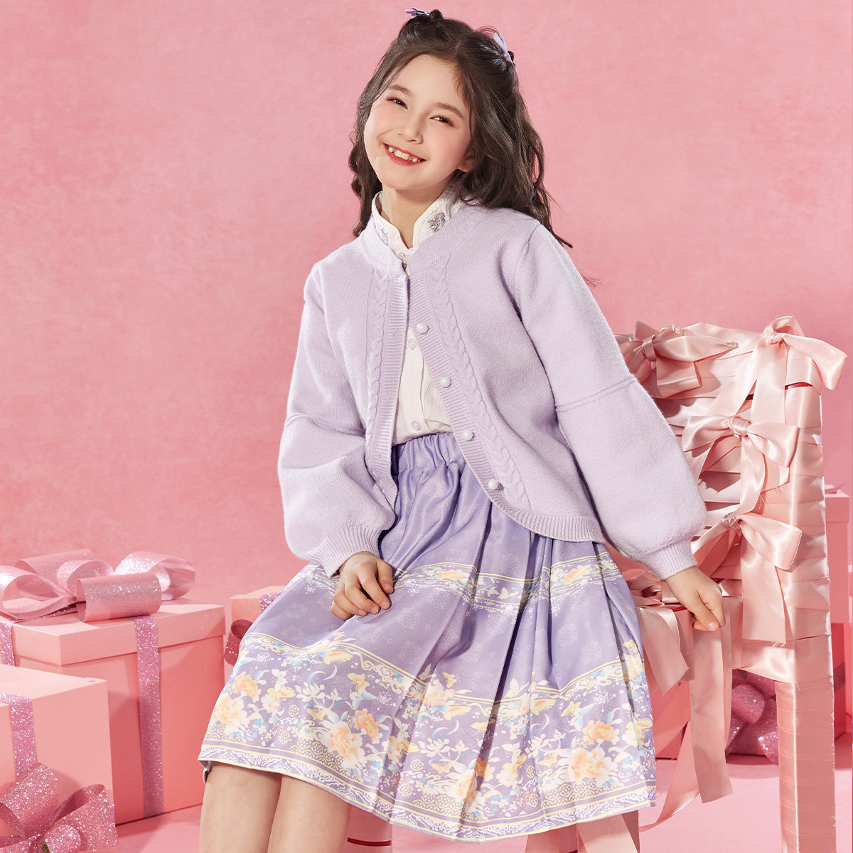 小虎帕蒂女童蝶恋花马面裙套装春秋新款儿童开衫国风新中式三件套,童装/婴儿装/亲子装,汉服,淘宝优惠券,粉丝福利购,淘宝优惠卷