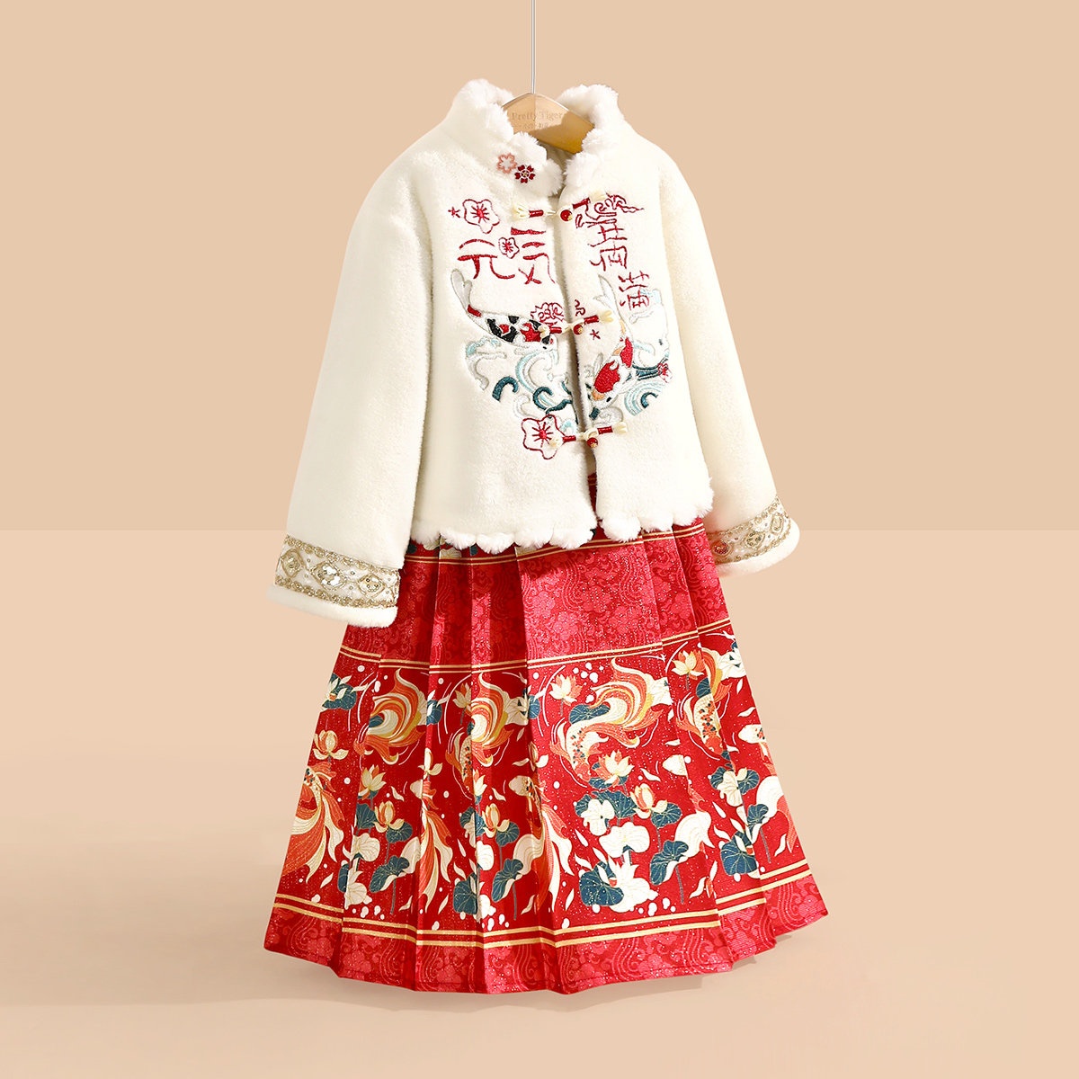 小虎帕蒂锦鲤刺绣马面裙套装中大女童汉服中国风加厚棉服套装拜年,童装/婴儿装/亲子装,汉服,淘宝优惠券,粉丝福利购,淘宝优惠卷