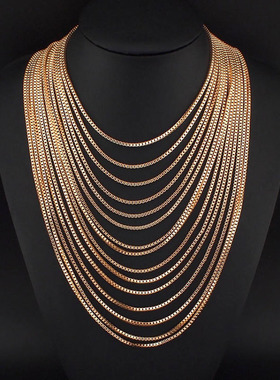 欧美时尚高级感金属流苏项链