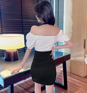PS35804# 夏季新款夏季纯欲风性感设计感包臀纯色短袖连衣裙 服装批发女装直播货源