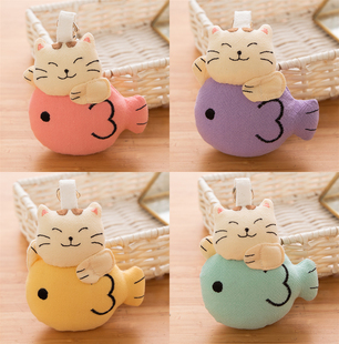 台湾啵啵猫 620121可爱鱼儿猫咪钥匙扣环包包挂件大号 拉链头吊饰