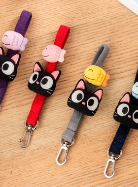 可爱啵啵猫LB25-002卡通立体创意猫咪小鱼儿手带手绳钥匙扣包配件