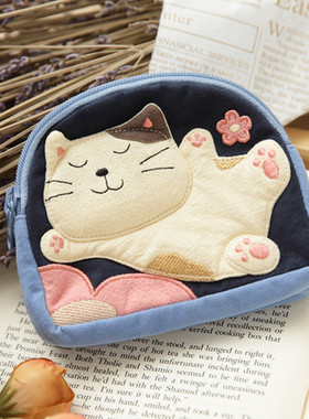 特卖 台湾啵啵猫 可爱猫咪双拉链双层零钱包卡片硬币包120229