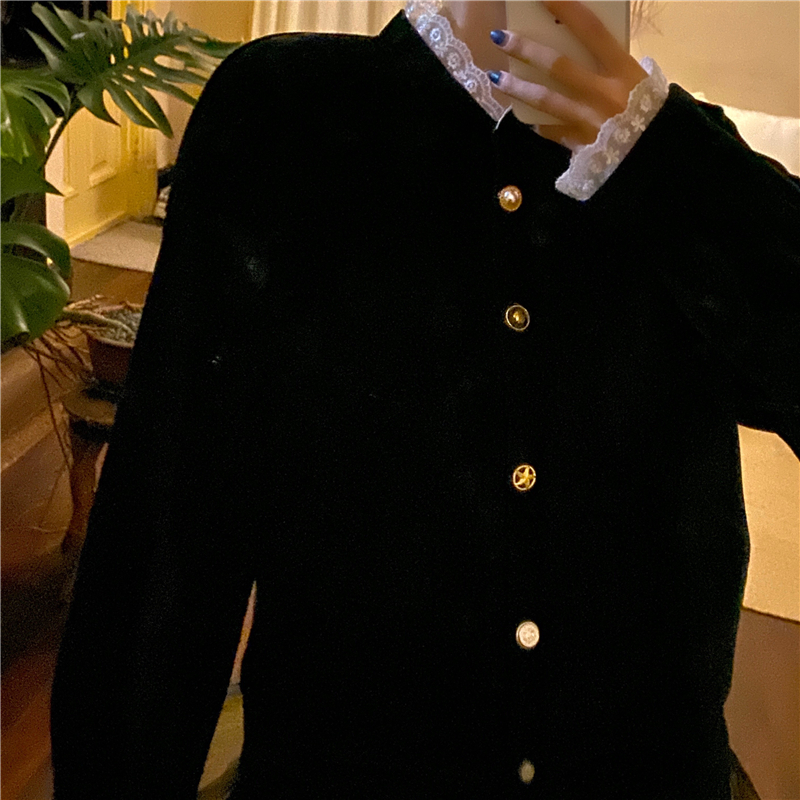 Real Price vintage jacket with velvet and French court style student cardigan top lace