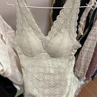 乳胶胸垫薄款蕾丝美背内层网纱吊带无钢圈文胸背心一体式内衣女士