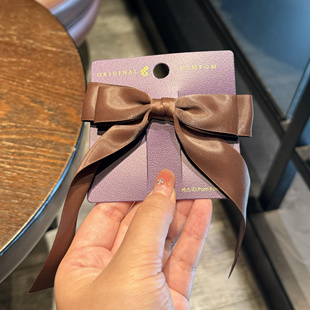 【现货】韩国 pom pom秋冬发饰彩色简约丝带蝴蝶结发夹鸭嘴侧边夹