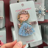 韩国pretty 现货 hairpin细闪可爱艾莎公主鸭嘴夹边夹发卡