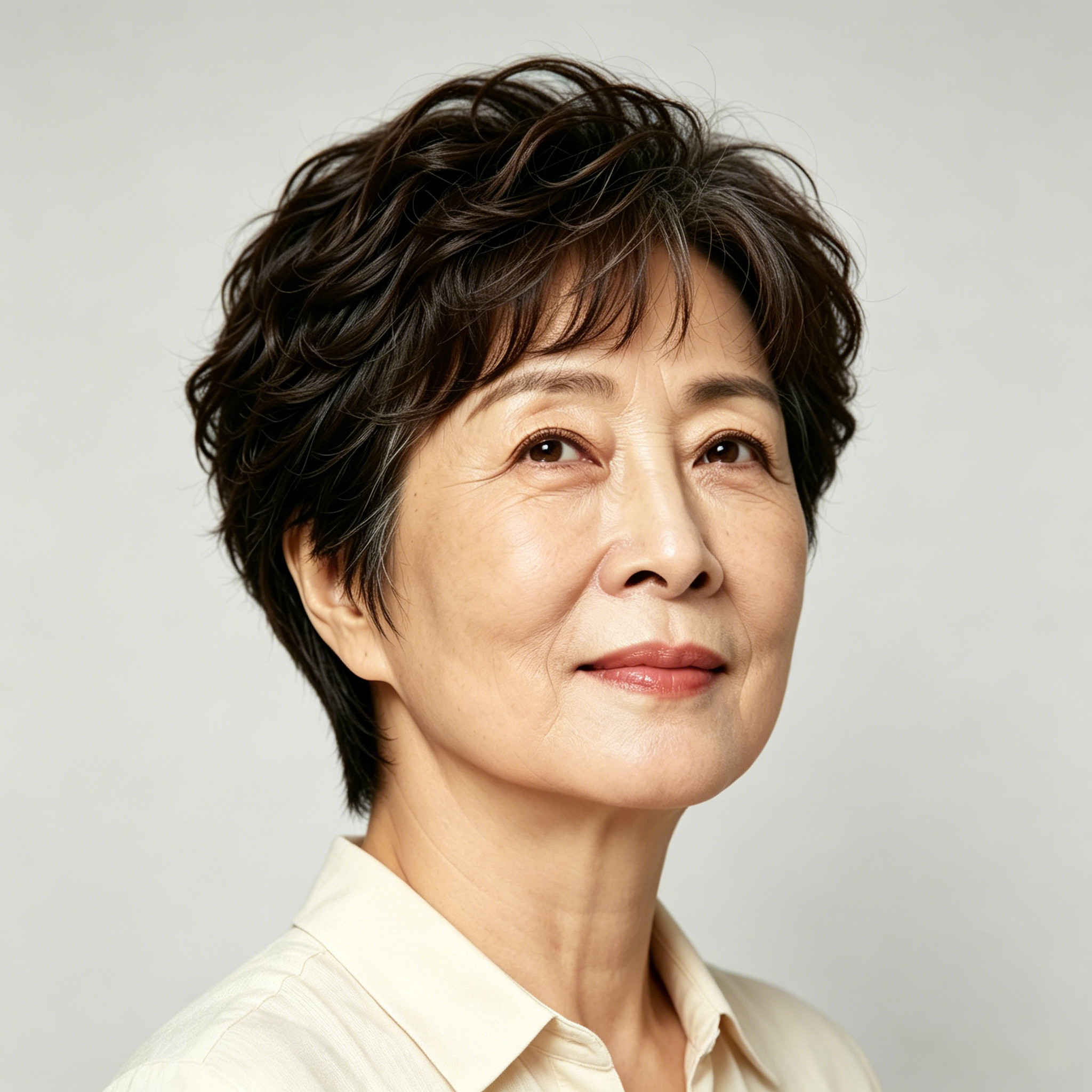 短卷发中老年假发女士假发全真发妈妈假发套空气刘海手织短发烫发