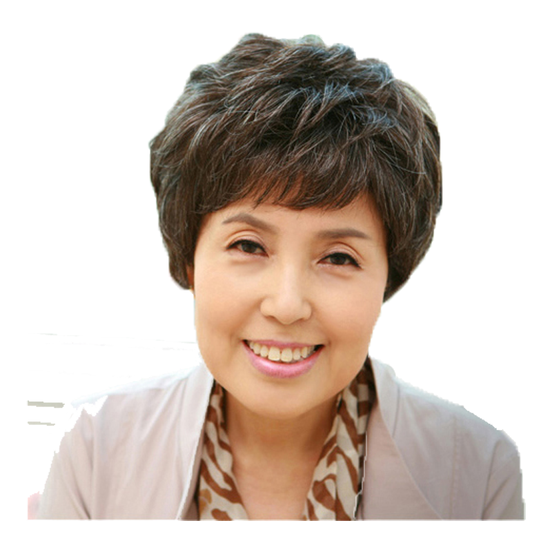 中老年假发女妈妈花白女士假发奶奶微卷发短发真发老太太蓬松发型