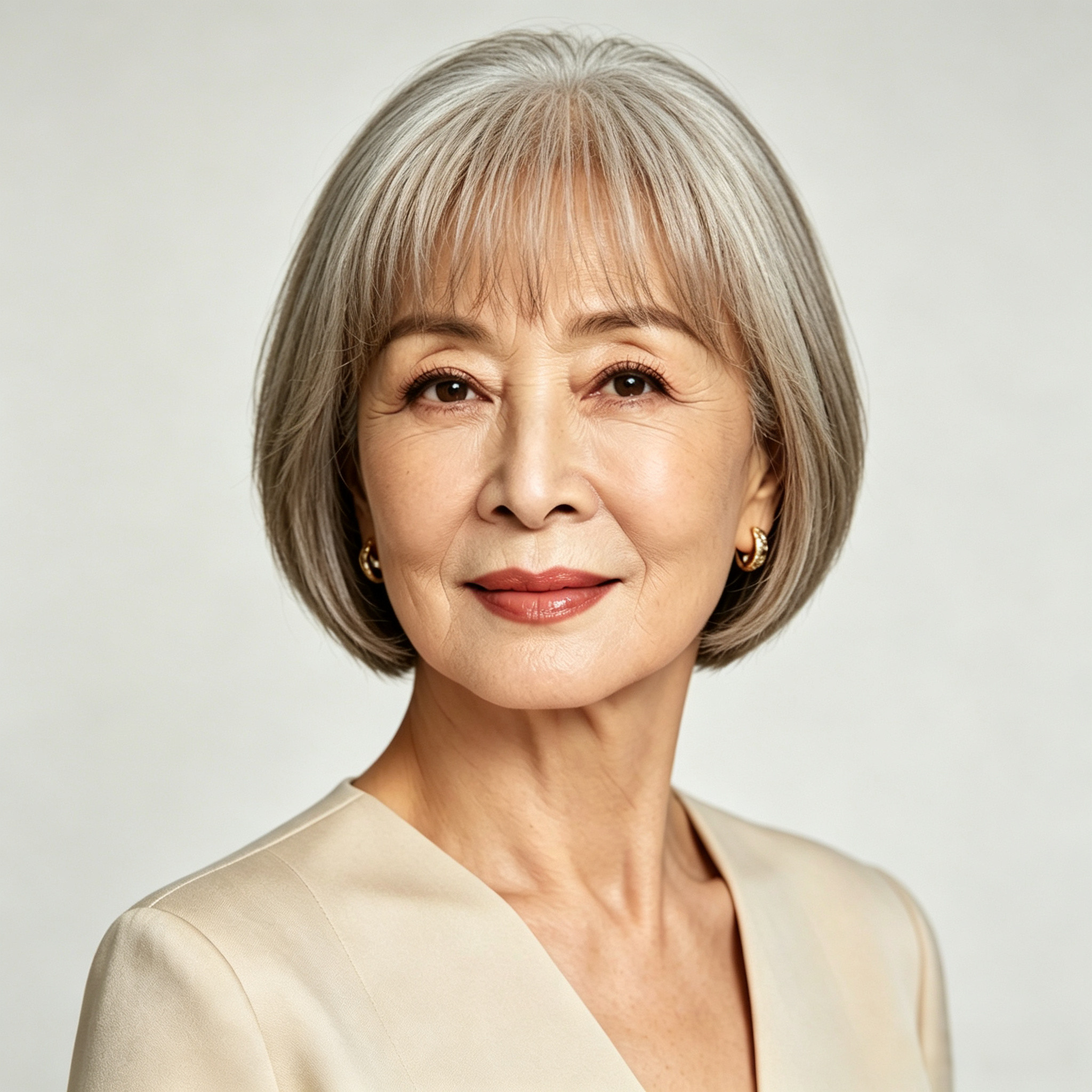中老年气质bobo头假发白发假发套全真发学生头直发女士空气刘海