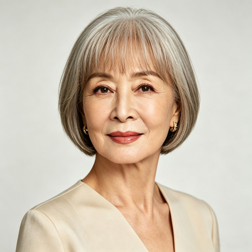 中老年气质bobo头假发白发假发套全真发学生头直发女士空气刘海