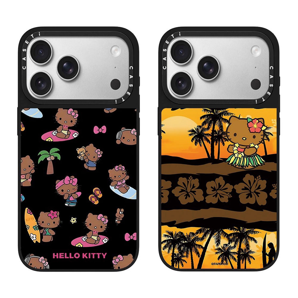 CASET联名黑皮HelloKitty满屏冲浪KT猫适用于iPhone17promax手机壳苹果16pro可爱卡通15/13/14磁吸防摔保护套