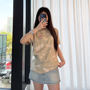 【质感扎染】美国出口滑板原单 夏装新款 纯棉短袖圆领T恤 女