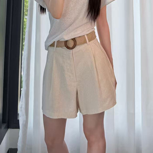 【老钱风】美国出口原单 夏装新款 亚麻纯色休闲宽松阔腿裤 女