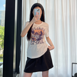 创意印花 纯棉薄款 美国极限运动出口原单 女 圆领轻薄短袖 T恤