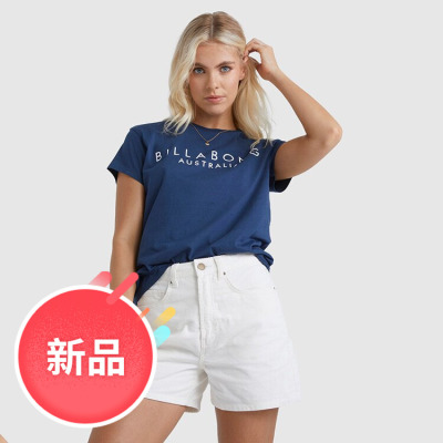 【极简百搭】澳洲冲浪出口原单 夏装新款 字母印花纯棉圆领T恤女