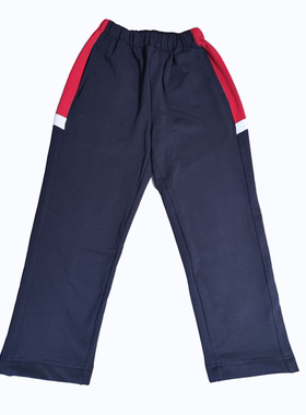 可定做中小学生男女校裤5厘米红白蓝条纹藏蓝色长裤直筒裤松紧腰