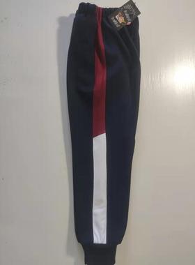 可定做中小学生男女校裤5厘米酒红色白色条纹紧口松紧腰有兜全棉